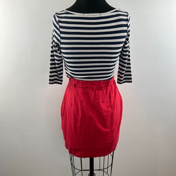 ZARA Basics Color Block Blue White Pink Red Stripe Skirt Dress Size S Small - Picture 5 of 7